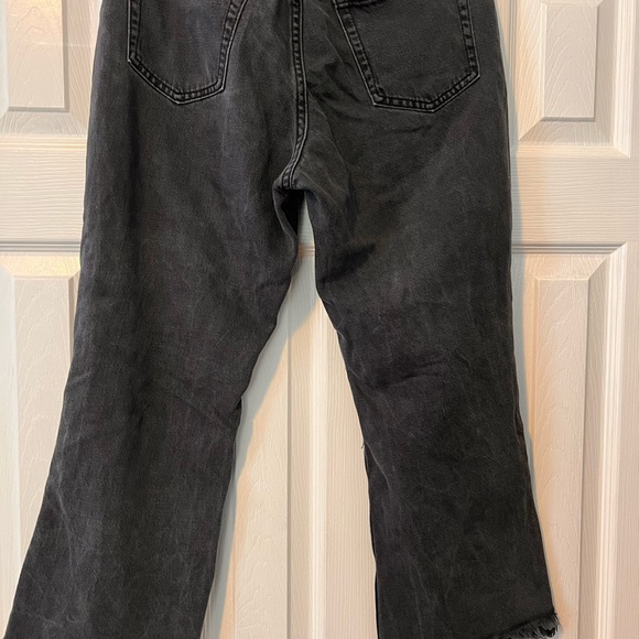 BDG Charcoal Kick Flare High Rise Cropped Distressed Jeans Urban Outfitters - Picture 5 of 15